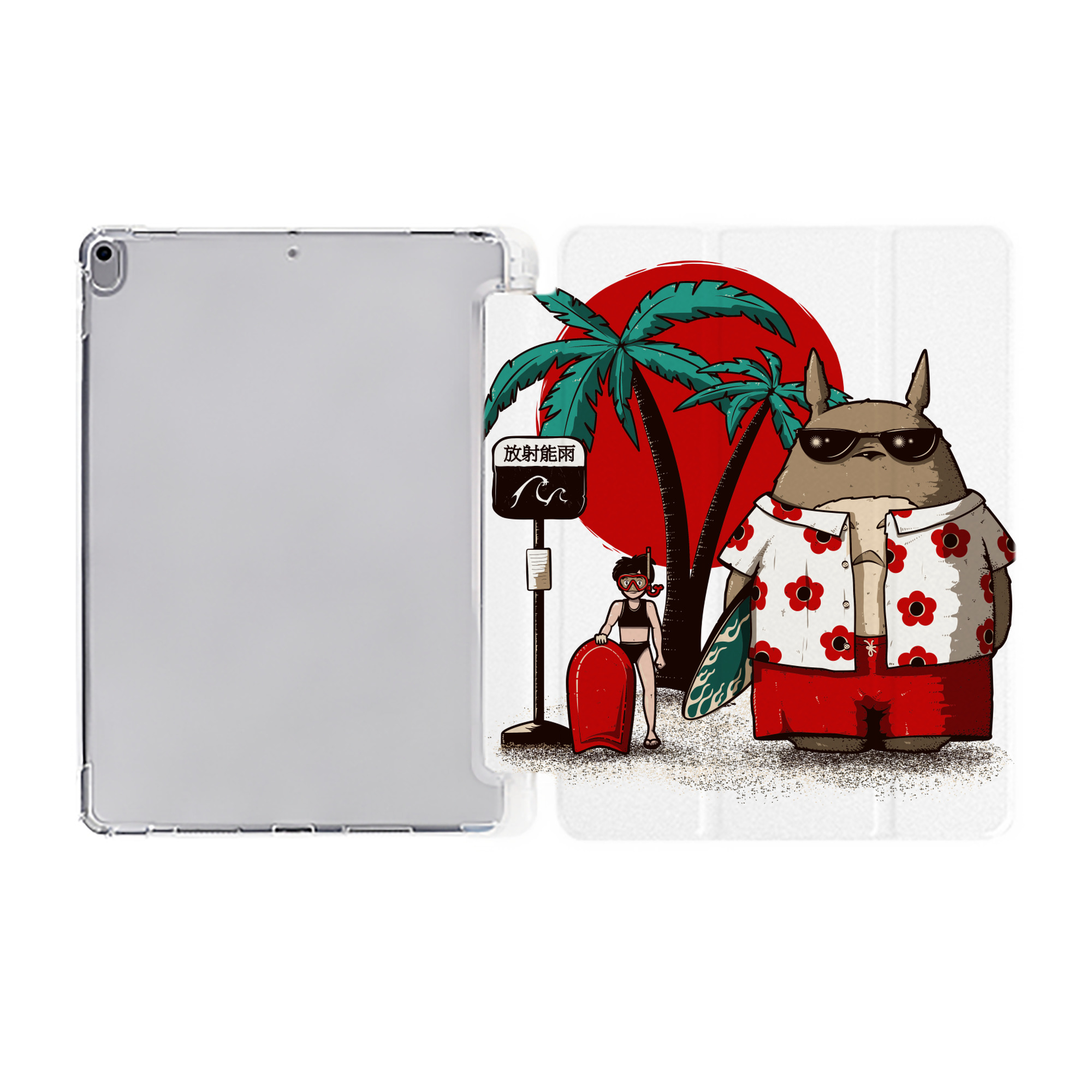（画像用） となりのトトロ 草壁メイ 草壁サツキ My Neighbor Totoro Satsuki Kusakabe Mei Kusakabe IPad ケース ペン収納付き 三つ折りスタンド PUレザー×シリコン 対応機種9.5/10.5/10.9インチ